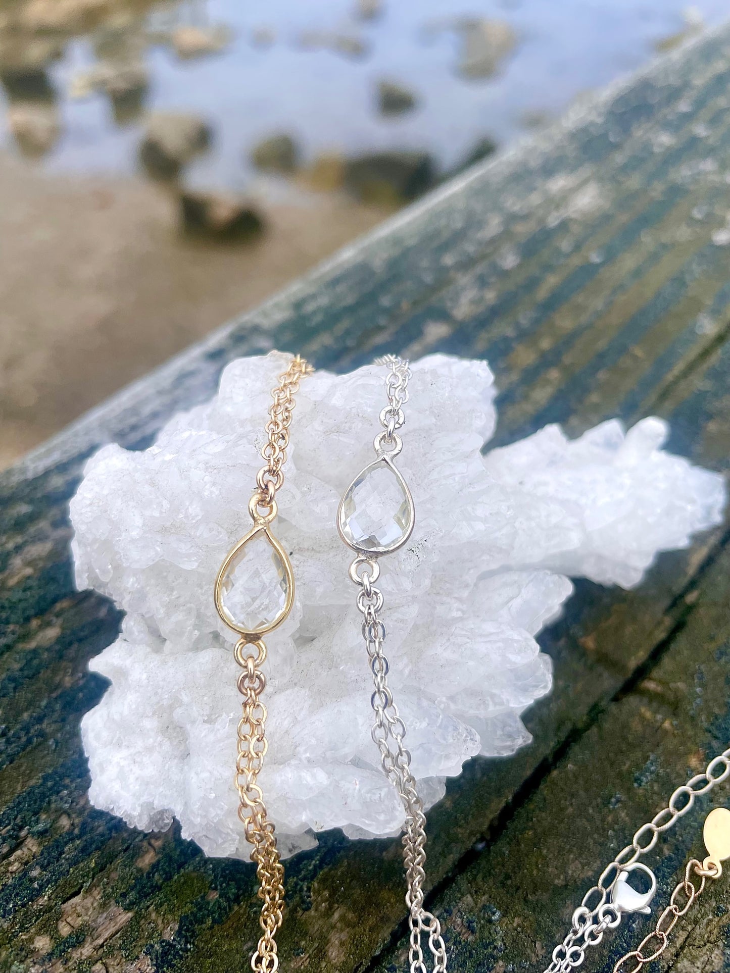 Crystal Quartz Gold Hand Chain